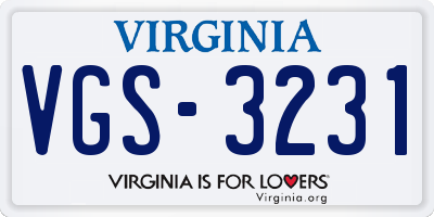 VA license plate VGS3231