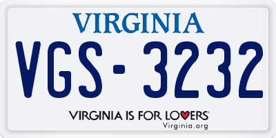 VA license plate VGS3232