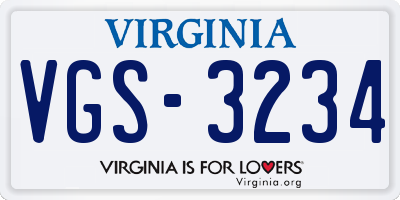 VA license plate VGS3234