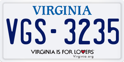 VA license plate VGS3235