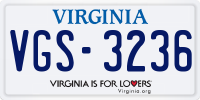 VA license plate VGS3236