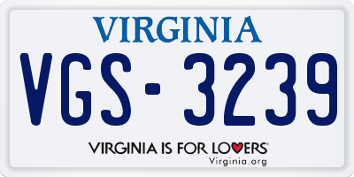 VA license plate VGS3239