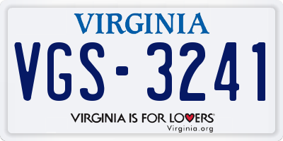 VA license plate VGS3241