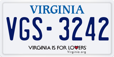 VA license plate VGS3242