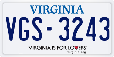 VA license plate VGS3243
