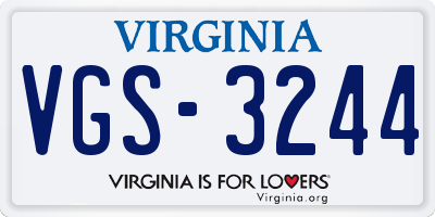 VA license plate VGS3244