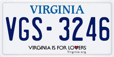 VA license plate VGS3246