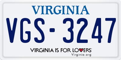 VA license plate VGS3247