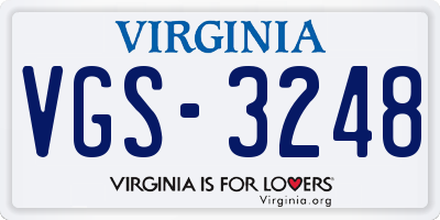 VA license plate VGS3248