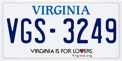 VA license plate VGS3249