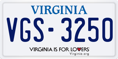 VA license plate VGS3250