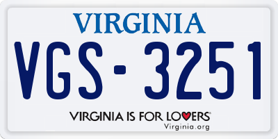 VA license plate VGS3251