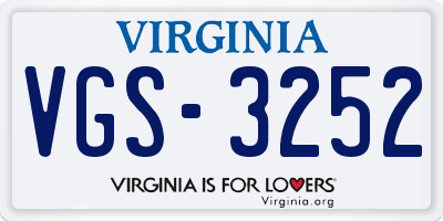 VA license plate VGS3252