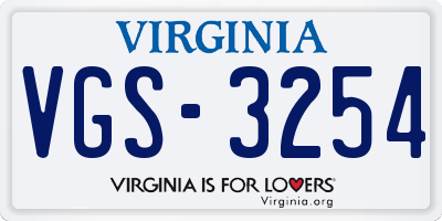VA license plate VGS3254