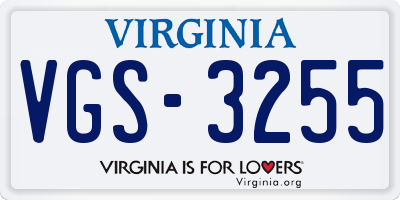 VA license plate VGS3255