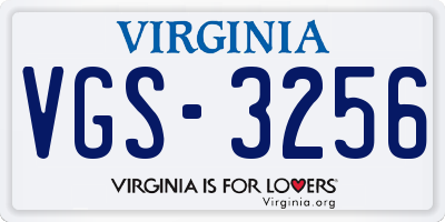 VA license plate VGS3256
