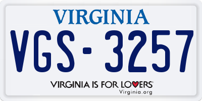 VA license plate VGS3257