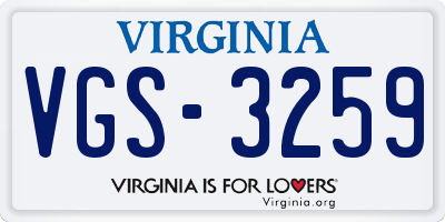 VA license plate VGS3259