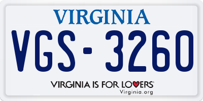 VA license plate VGS3260