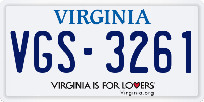 VA license plate VGS3261