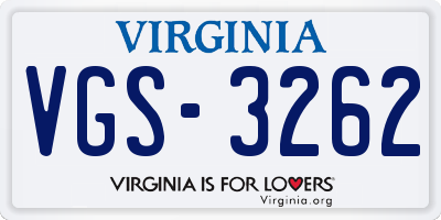 VA license plate VGS3262