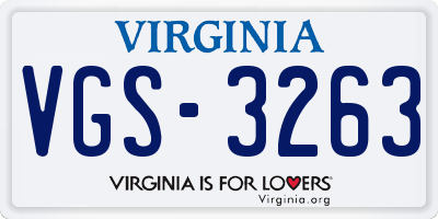 VA license plate VGS3263