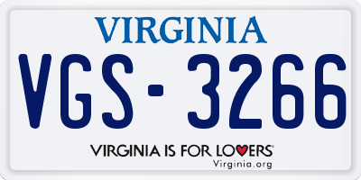 VA license plate VGS3266