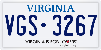 VA license plate VGS3267