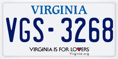 VA license plate VGS3268
