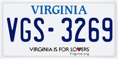 VA license plate VGS3269
