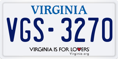 VA license plate VGS3270