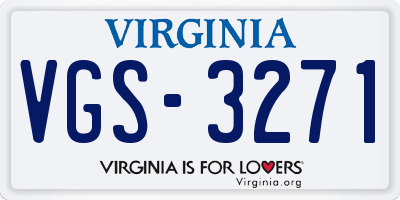 VA license plate VGS3271