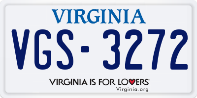 VA license plate VGS3272