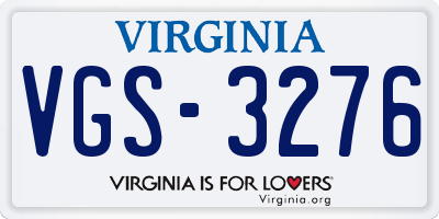 VA license plate VGS3276