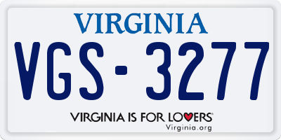 VA license plate VGS3277