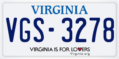 VA license plate VGS3278