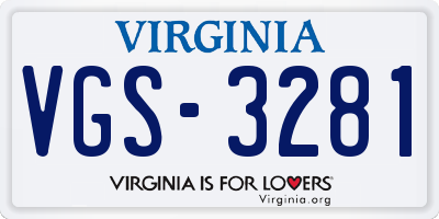 VA license plate VGS3281
