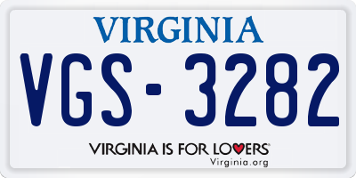 VA license plate VGS3282