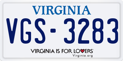 VA license plate VGS3283