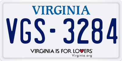 VA license plate VGS3284