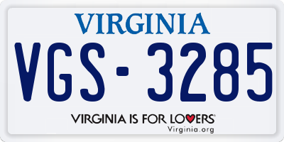 VA license plate VGS3285