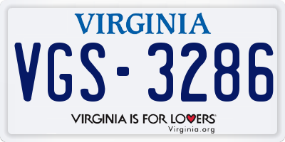 VA license plate VGS3286