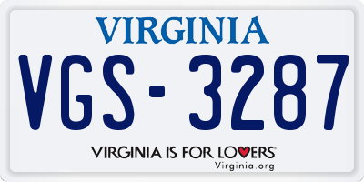 VA license plate VGS3287