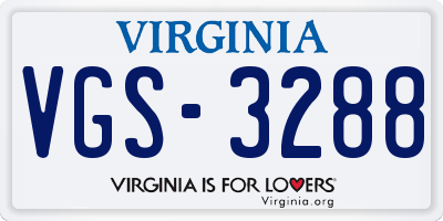 VA license plate VGS3288