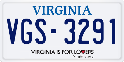 VA license plate VGS3291
