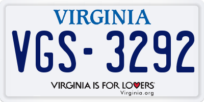 VA license plate VGS3292