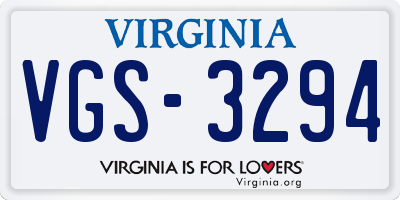 VA license plate VGS3294