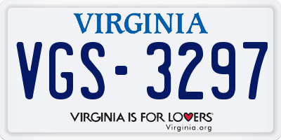 VA license plate VGS3297