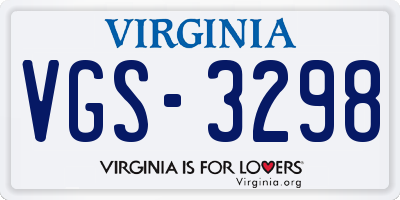 VA license plate VGS3298