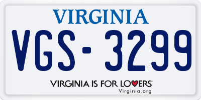 VA license plate VGS3299